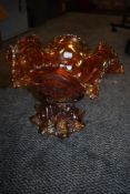 An impressive Victorian carnival glass Imperial fashion punch bowl and stand