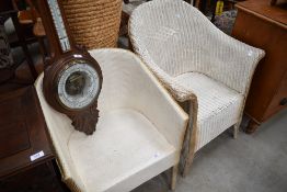A woven-wicker tub armchair, in the manner of Lloyd Loom, white painted.