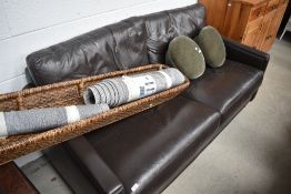 A modern leather 2/3 seater settee, width approx. 175cm