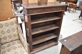 An early to mid 20th Century oak bookcase, width approx. 90cm
