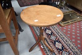 A stained frame pedestal occasional table, diameter approx. 38cm , height 53cm