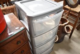 A modern set of four plastic drawers