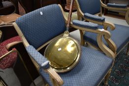 A 19t Century brass and copper bed warming pan