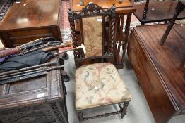 A 19th Century bedroom chair having part twist frame