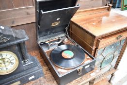 An early 20th Century wind up gramophone by HMV