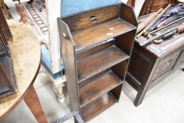 An early 20th Century oak small bookcase