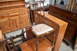 A Victorian occasional bedroom chair having mother of pearl inverted heart motif to back