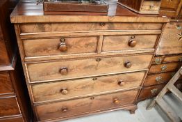 A 19th Century mahogany chest of two over three drawers, with concealed upper drawer , sun