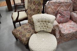 Two Victorian upholstered bedroom/nursing chairs