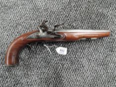 A Flintlock Pistol by Griffin of Bond Street London, proof marks on barrel, white metal face on