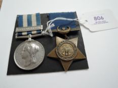 A pair of 1882 Medals, Egypt Medal 1882-9 with Tel-El-Kebir clasp and the Khedive's Star 1852,