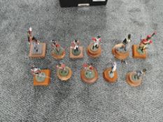 Eleven hand painted Napoleonic Military Figures approx 13cm height on wood bases, mainly English,