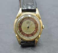 A gent's vintage wrist watch by Aidix having Arabic numeral dial with perimeter seconds dial in gold