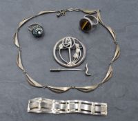A small selection of HM silver and white metal jewellery stamped 925 including turquoise and seed