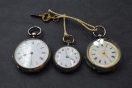 Three small continental silver pocket watches of traditional design