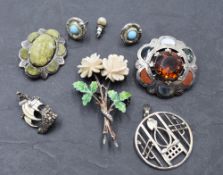 A small selection of HM silver and white metal including Rennie Macintosh style pendant, Celtic