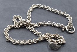 An HM silver chain with bar and loop clasp and small HM silver signet ring, GW approx 51.7g & size