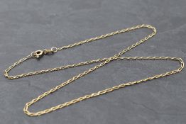 A 9ct gold fine paper link chain, approx 15' & 1.4g
