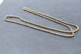 A yellow metal belcher chain with dog clip clasp stamped 9ct, approx 26' & 11g