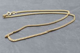 A 9ct gold flat curb link chain, approx 18' and 8.7g