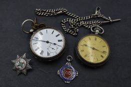A small selection of HM silver including key wound pocket watch by Waltham no:267858, (AF),
