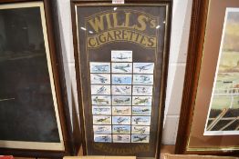A framed set of aviation cards