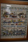 A 20th century needle work embroidery relating to the Mid Atlantic sea board