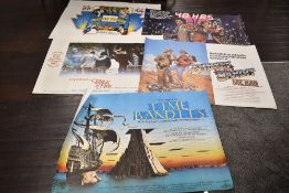 Five genuine vintage film quad posters of comedy and action interest including Time Bandits and