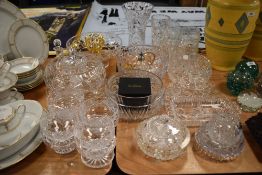 A large collection of clear cut crystal glass wares including Stuart Bohemian and Ravensglass