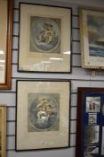 A pair of Victorian seasonal prints depicting cherubs for summer and autumn