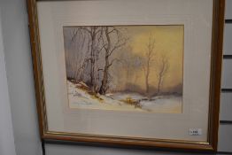 An impressionist water colour of woodland landscape by Stanley Desborough