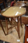 A vintage wickerwork side table