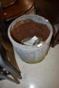 A vintage dolly tub, of small proportions, with wooden base, condition poor but still very useable