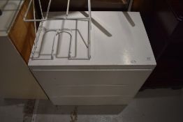 A vintage ply low chest of three drawers