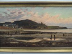 An oil painting, Reginald Aspinwall, Heysham village and shore, signed and dated 1893, 40 x 74cm,