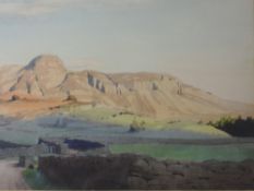 A watercolour, William Heaton Cooper, Evening Light Boot Eskdale, signed, 28 x 38cm, plus frame
