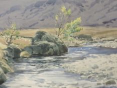 A watercolour, B Eyre Walker, The Duddon near Birks Bridge, signed and attributed verso, 25 x
