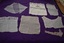 A lovely collection of antique modesty panels, a cotton tulle fichu and similar.