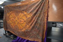 A Large Victorian woven wool crinoline shawl, circa 1870.