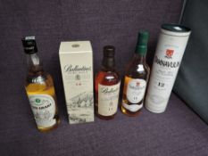Three bottles of Single Malt and Pure Malt Scotch Whisky, Tamnavulin 12 Year Old, 40% vol, 70 cl