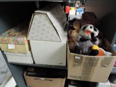 A shelf of modern Collectors Dolls and Teddy Bears including Knightsbridge, Heirloom, Disney Store