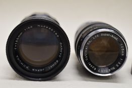 Two lenses. A Komura 135mm No2235183 and a rare Kyoei Super-Acall 105mm lens
