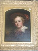 (19th century), an oil painting on board, portrait study, 45 x 35cm, ornate gilt plaster framed , 67