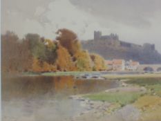 Arthur Tucker (1864-1929), a watercolour, castle on the hill, signed, 17 x 27cm, mounted framed
