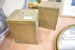 A pair of Edwardian brass tea caddy