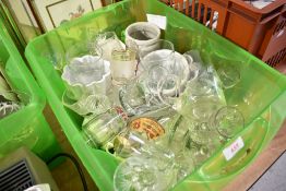 A selection of glass wares and ceramics including art deco tea cups