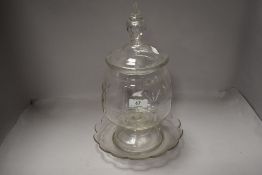 A late Victorian cut glass lidded pickle jar.