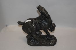 After Orphelia Gordon Bell (1915-1975) Man and Horse, bronzed resinous group, bearing moulded
