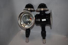 Two vintage carriage lamps, having belonged to the late Cedric Robinson, guide to the sands.