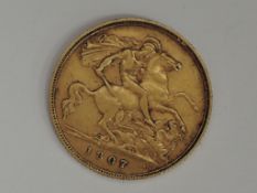 A United Kingdom Edward VII 1907 Gold Half Sovereign, no mint mark